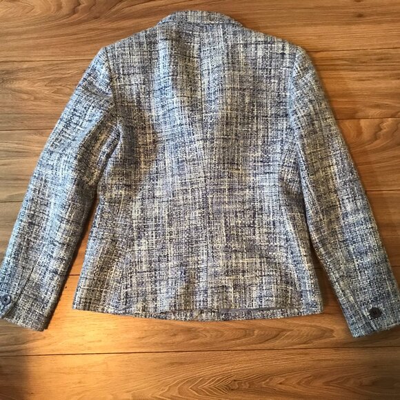 Jones New York Essentials Tweed Blazer Suit Jacket - Blue Size 6 Made in Canada - Picture 7 of 12